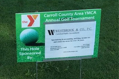 Westbrook sign at Carroll County Golf Tournament